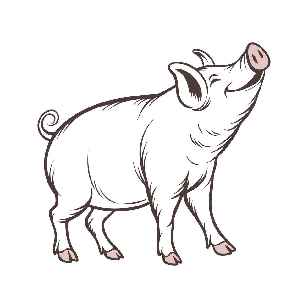Creative Pig Realistic Illustration on White vector