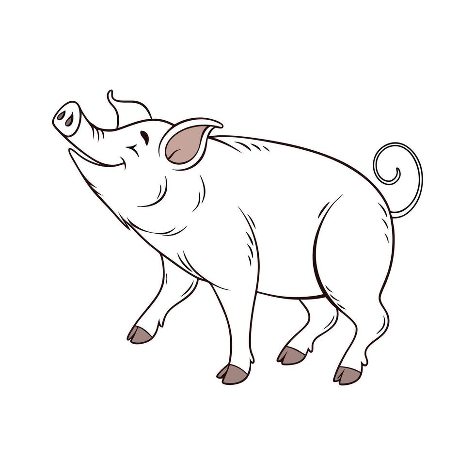 Engaging Pig Illustration on White Background vector