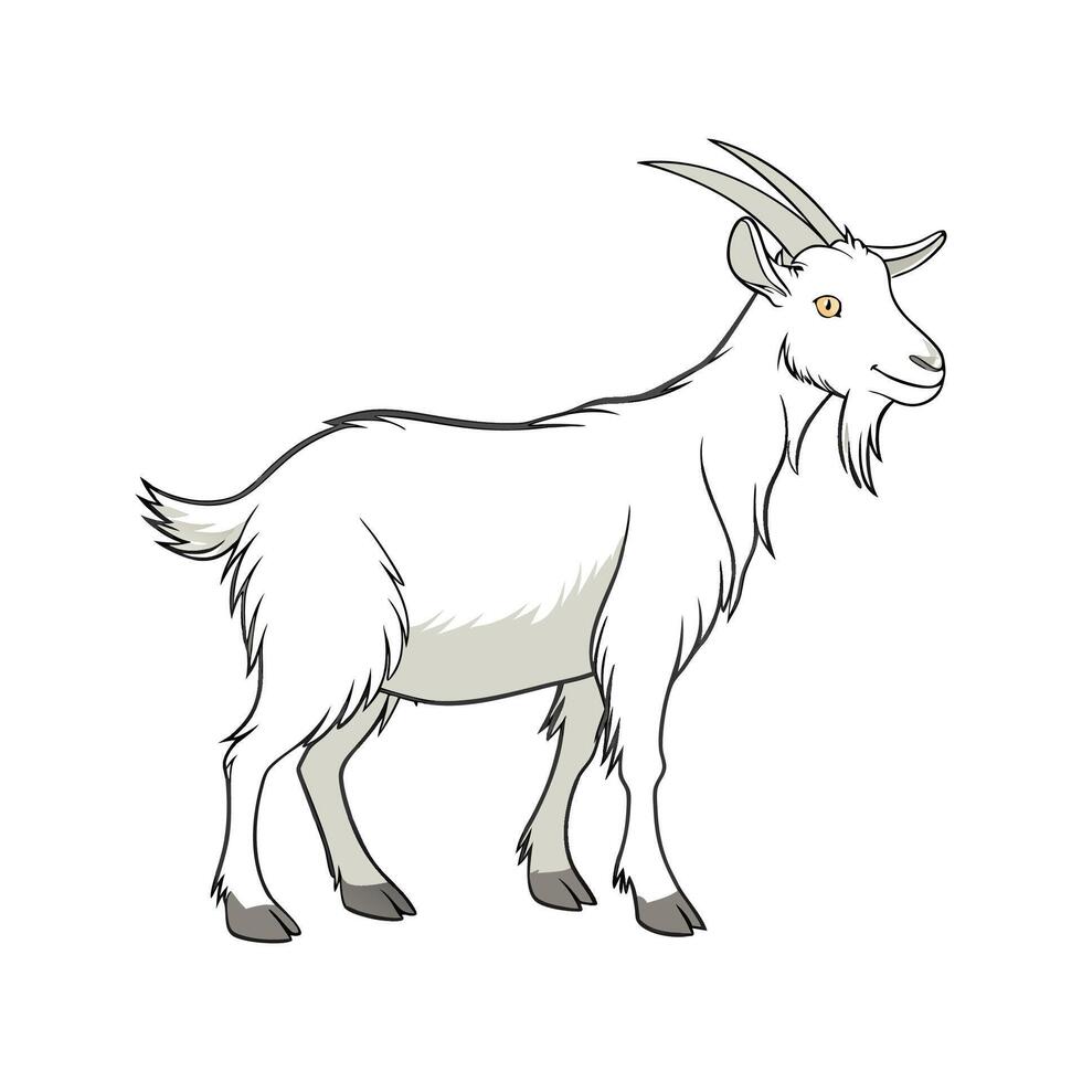 Dynamic Saanen Goat Realistic Color Illustration vector