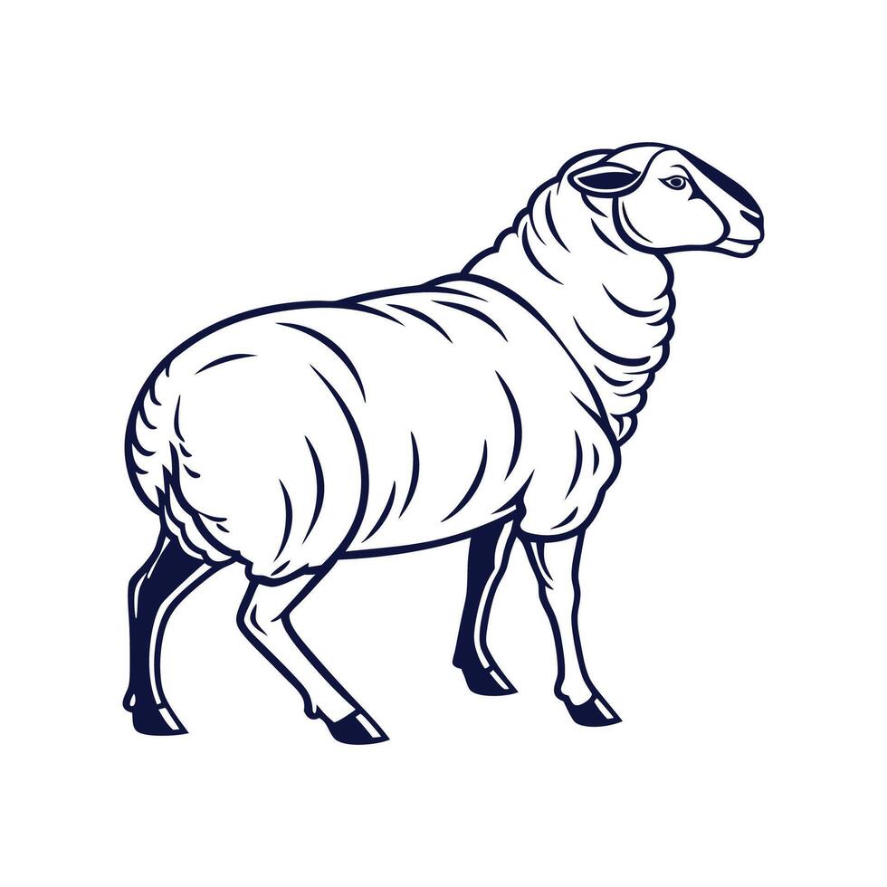 Engaging Sheep Outline Illustration on White vector
