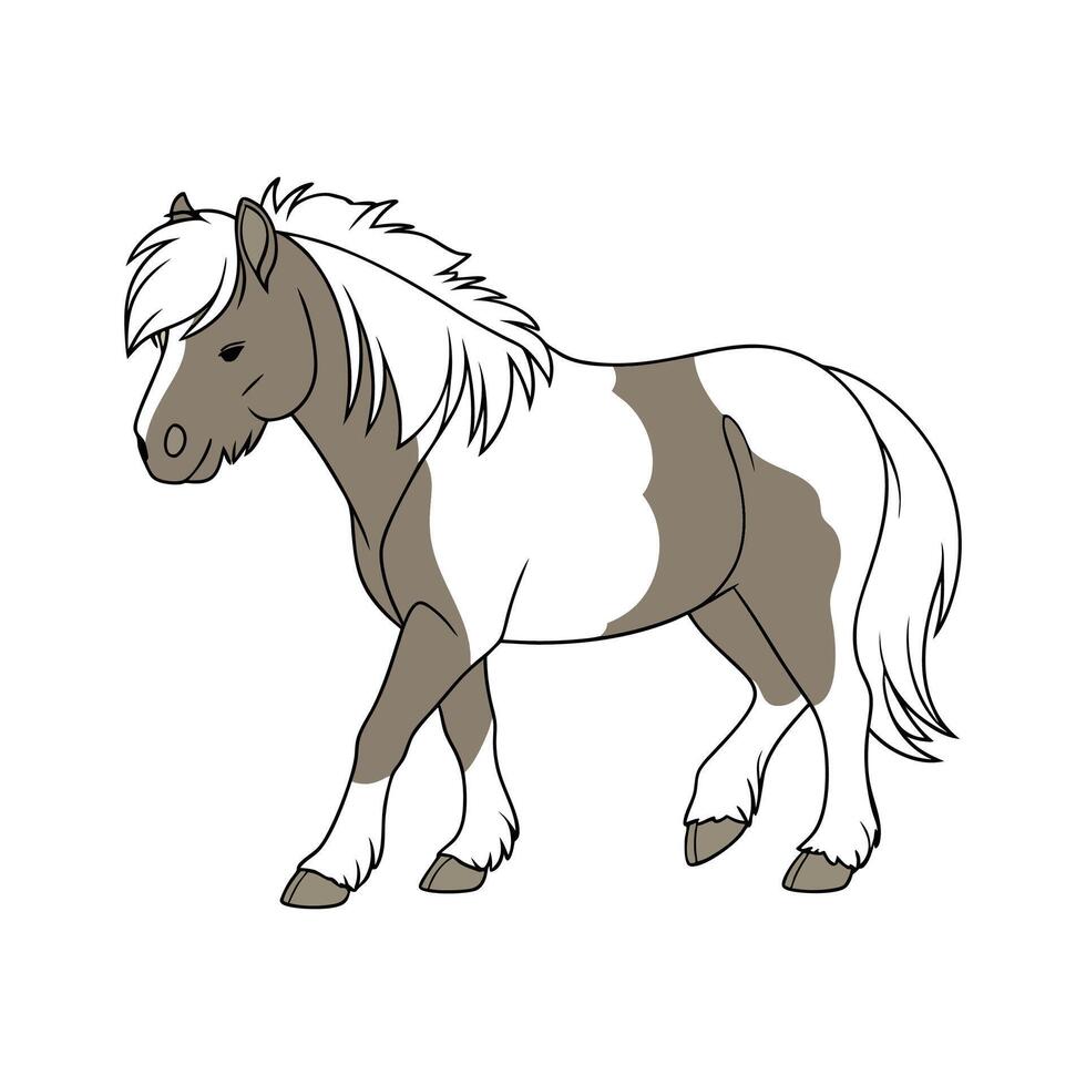 Engaging Shetland Pony Realistic Color Illustration vector