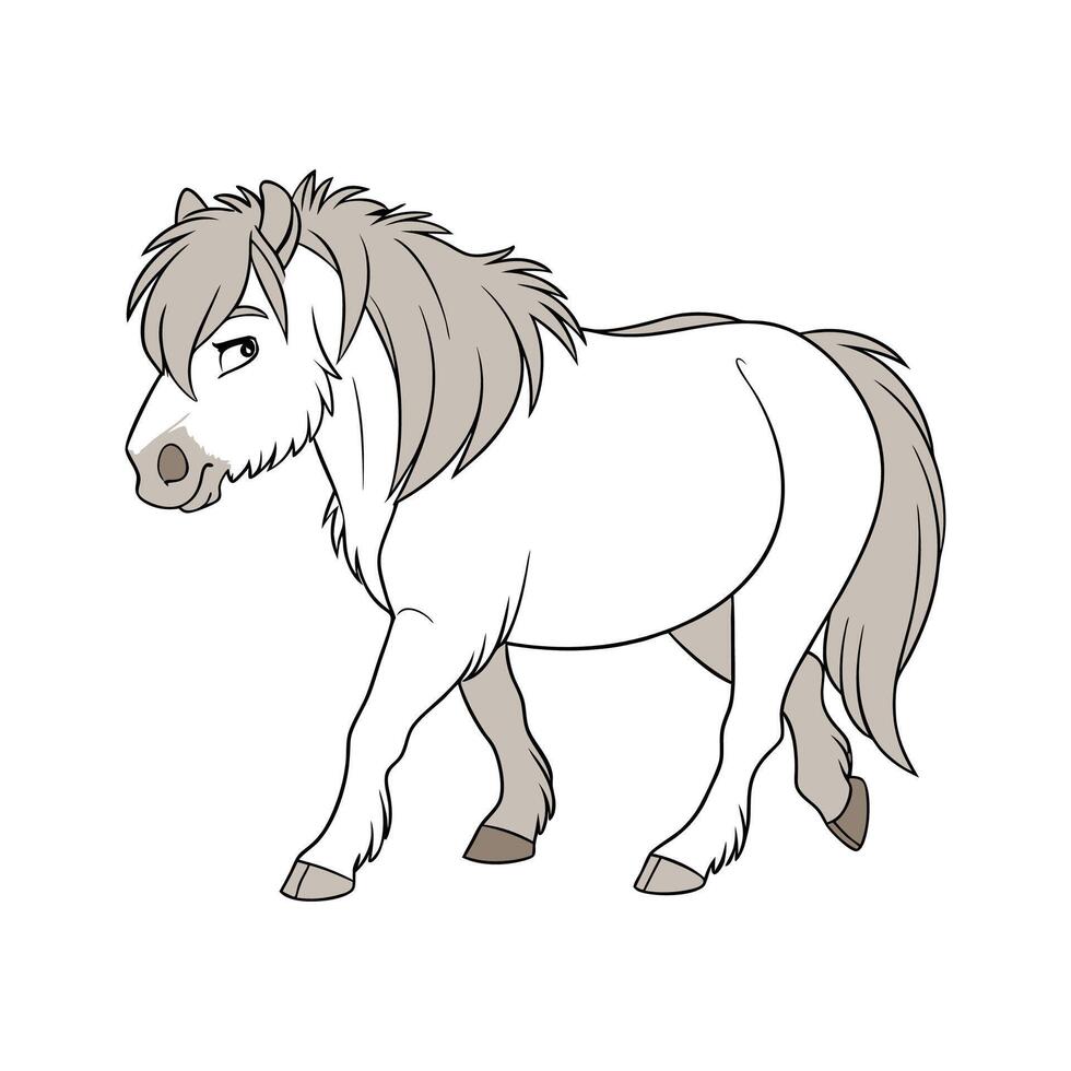 Charming Shetland Pony Realistic Color Illustration. vector