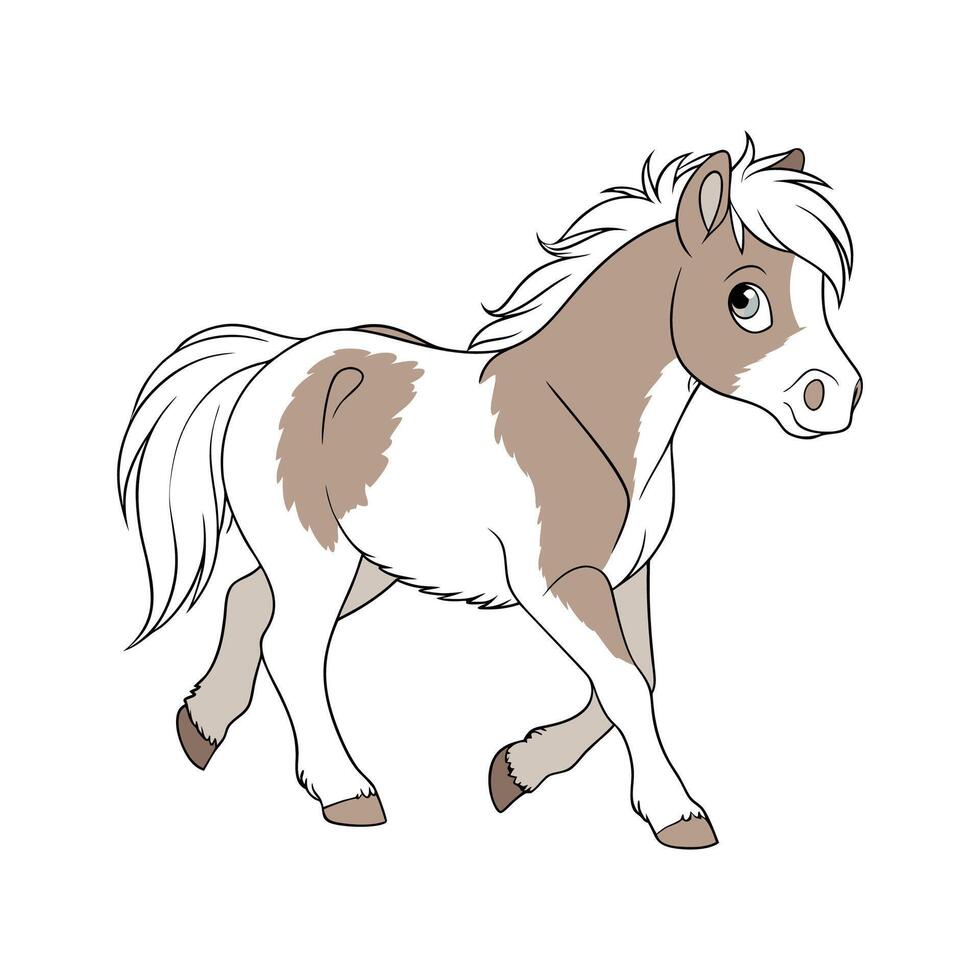 Vivid Shetland Pony Realistic Color Illustration vector