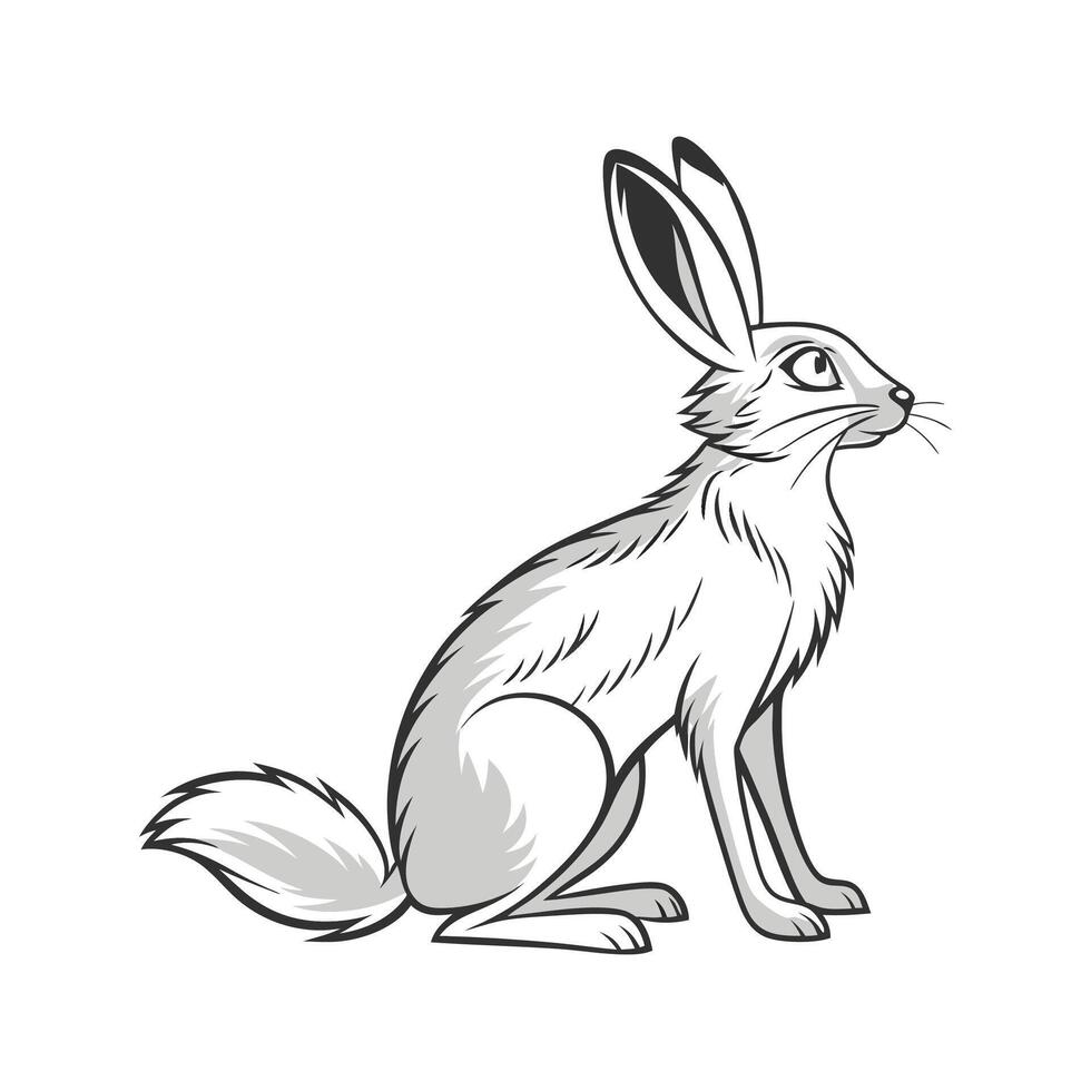 Vibrant Silver Fox Rabbit Illustration Design vector