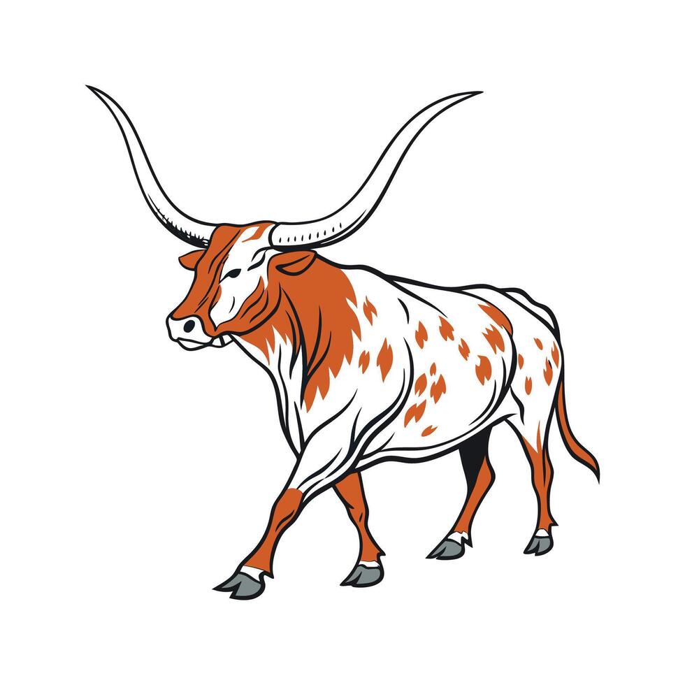 Vibrant Texas Longhorn Realistic Illustration Art vector