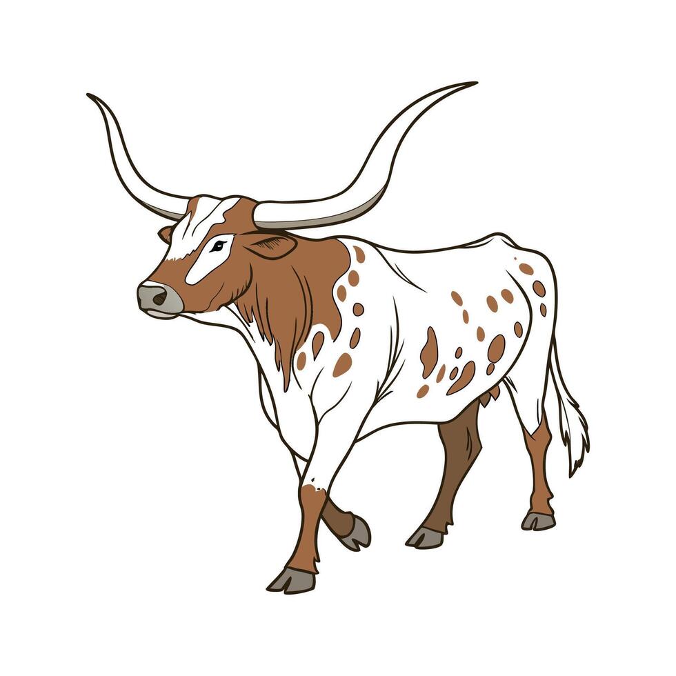 Charming Texas Longhorn Realistic Illustration vector