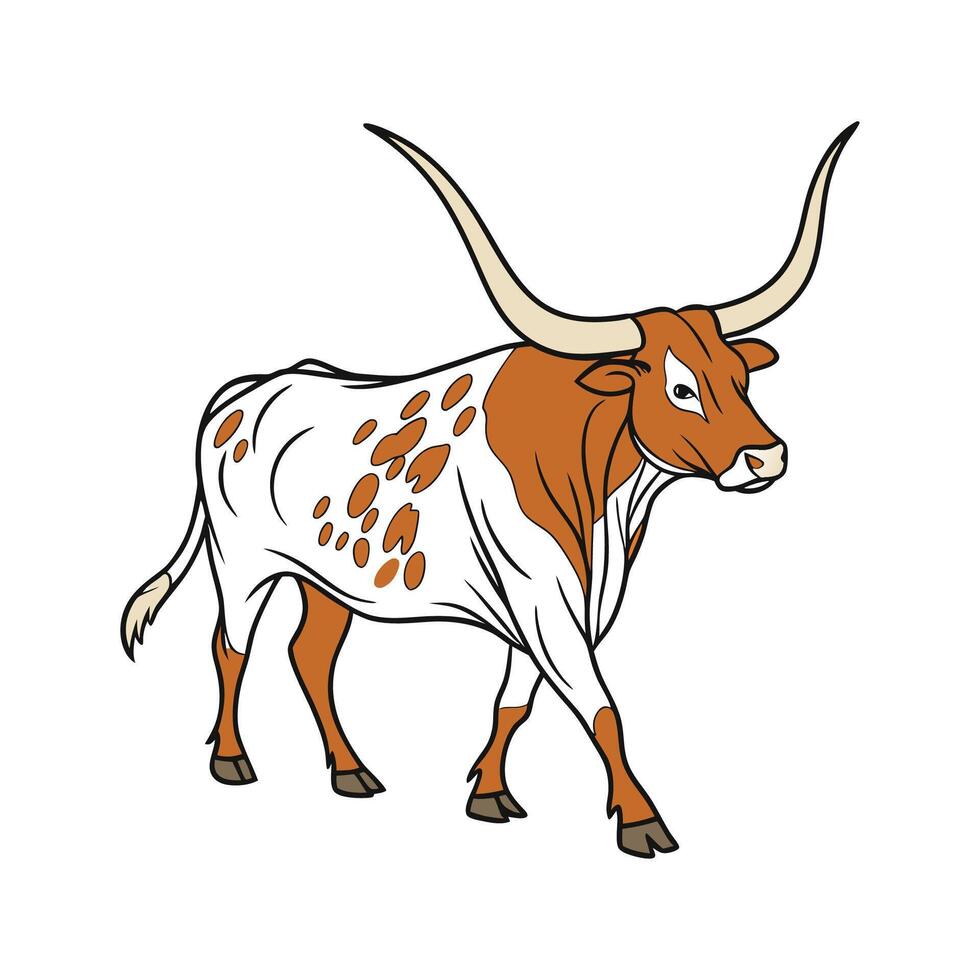 Unique Texas Longhorn Realistic Color Art vector