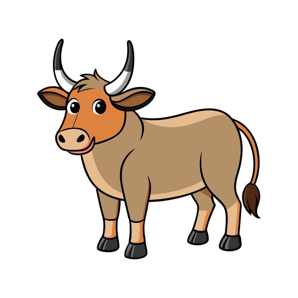 Vibrant Zebu Realistic Colorful Outline Design. Cartoon Art Animal Illustration. vector