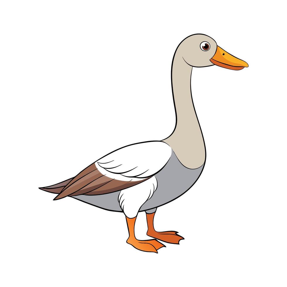 Stunning African Goose in Realistic Colors. Cartoon Art Animal Illustration. vector