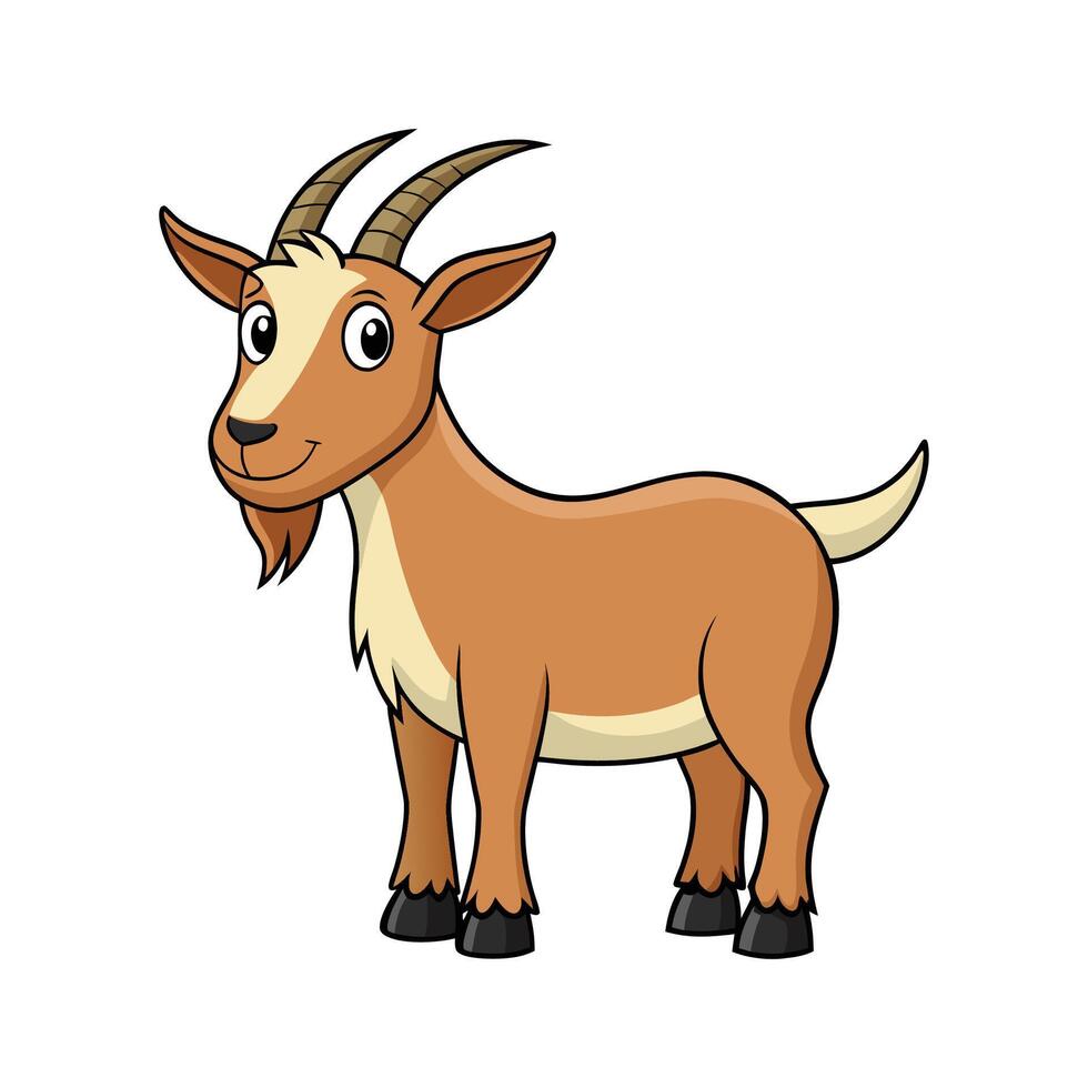 Beautiful Alpine Goat in Realistic Outline Art. Cartoon Art Animal Illustration. vector