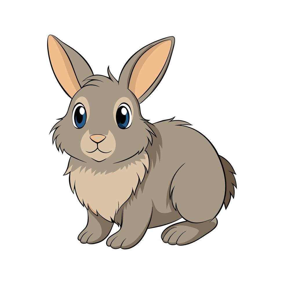 Charming Realistic Fuzzy Lop Rabbit in Color. Cartoon Art Animal Illustration. vector