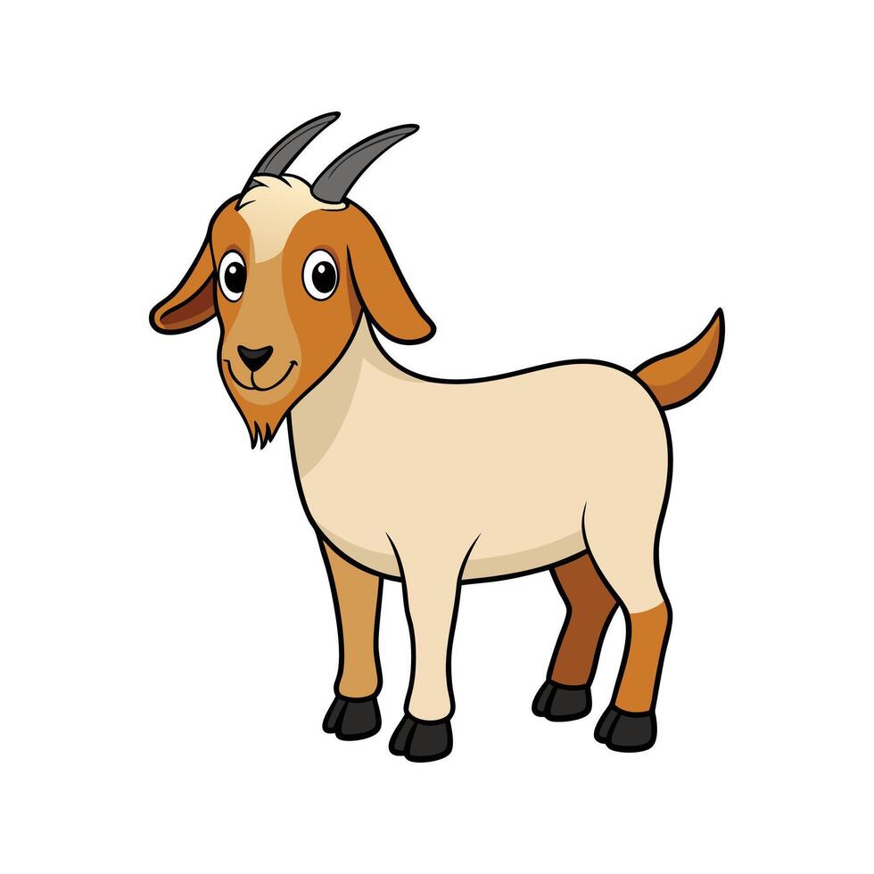 Stylish Boer Goat in Detailed Realistic Outline Art. Cartoon Art Animal Illustration. vector