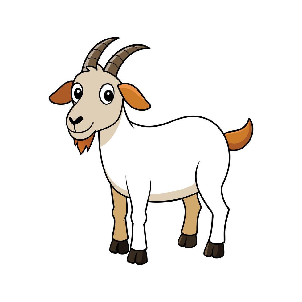 Adorable Boer Goat Realistic Color Illustration. Cartoon Art Animal Illustration. vector