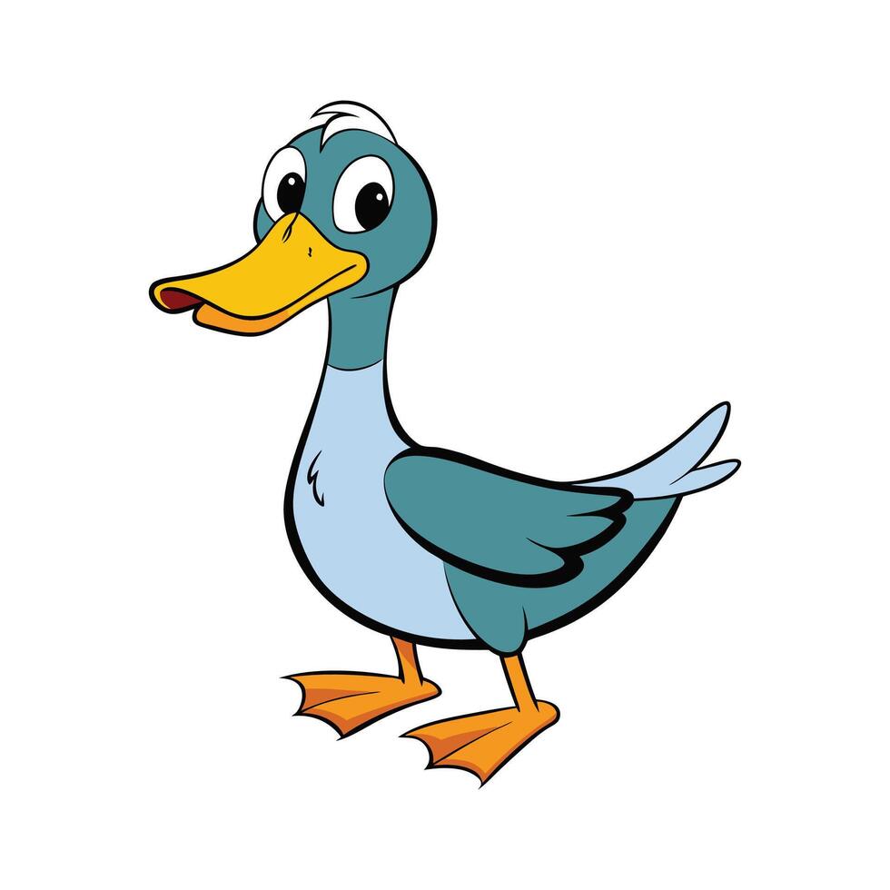 Charming Call Duck Realistic Outline Illustration. Cartoon Art Animal Illustration. vector