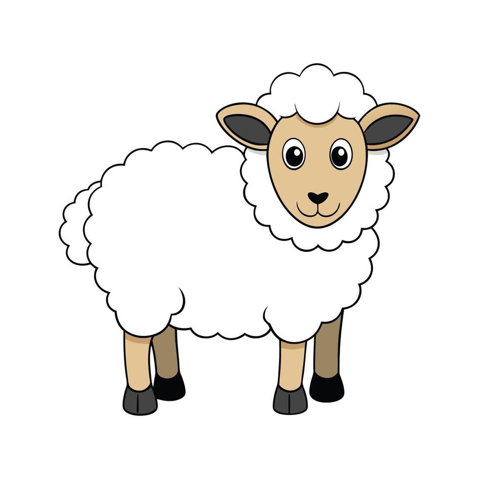Elegant Realistic Color Illustration of Cheviot Sheep. Cartoon Art Animal Illustration. vector