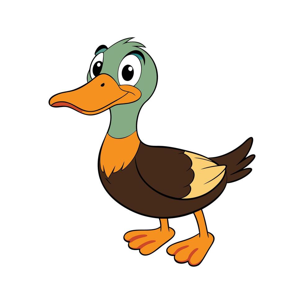 Charming Cayuga Duck Realistic Outline Illustration. Cartoon Art Animal Illustration. vector