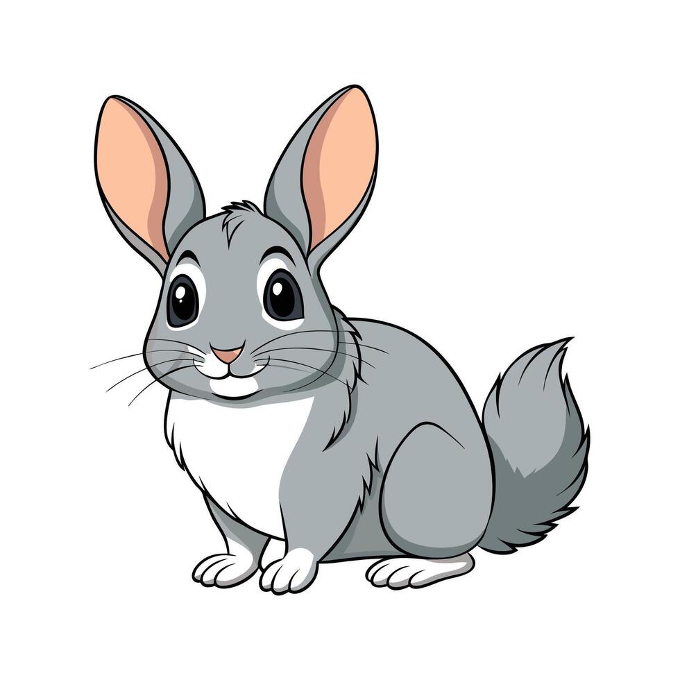 Lovely Chinchilla Rabbit in Stunning Realistic Colors. Cartoon Art Animal Illustration. vector