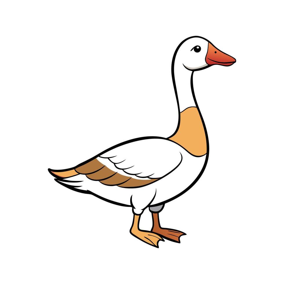 Charming Chinese Goose in Realistic Colors. Cartoon Art Animal Illustration vector