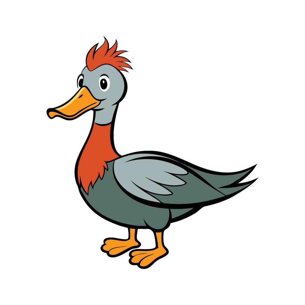 Captivating Crested Duck Realistic Outline Art. Cartoon Art Animal Illustration. vector
