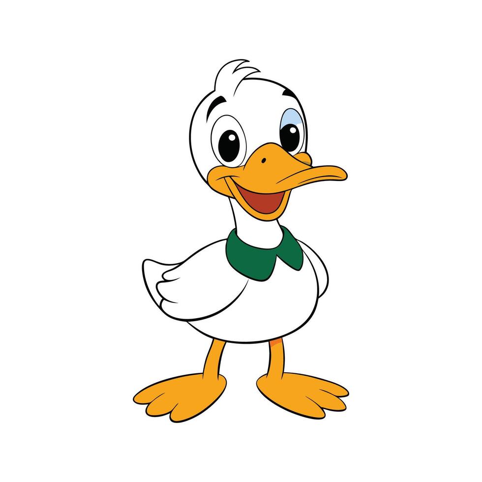 Charming Duck in Realistic Colors. Cartoon Art Animal Illustration. vector