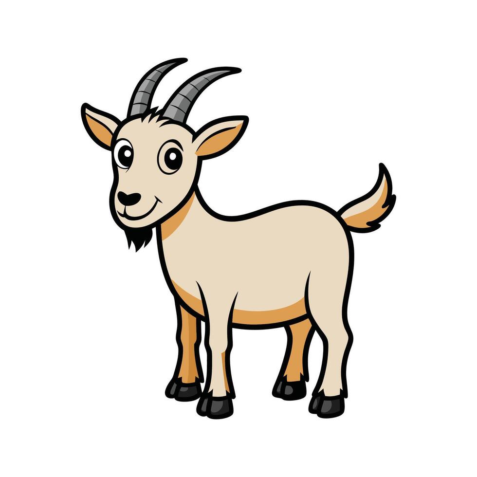Captivating Goat in Bold Outline Style. Cartoon Art Animal Illustration. vector