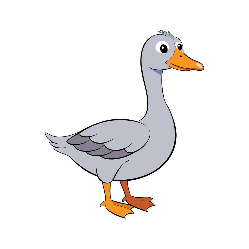 Stylish Goose in Vibrant Realistic Colors. Cartoon Art Animal Illustration. vector