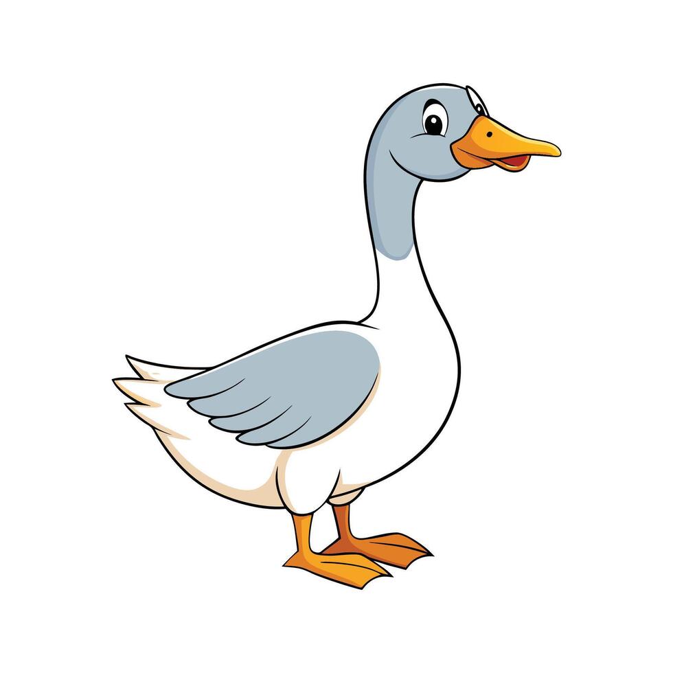 Elegant Goose Realistic Color Illustration. Cartoon Art Animal Illustration. vector