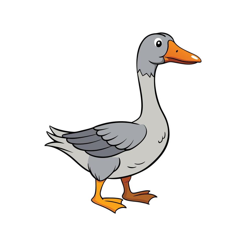 Captivating Goose in Beautiful Colors. Cartoon Art Animal Illustration. vector