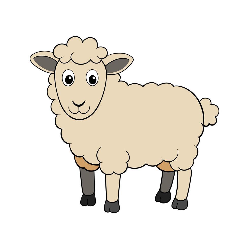 Elegant Hampshire Sheep in Realistic Colors. Cartoon Art Animal Illustration. vector