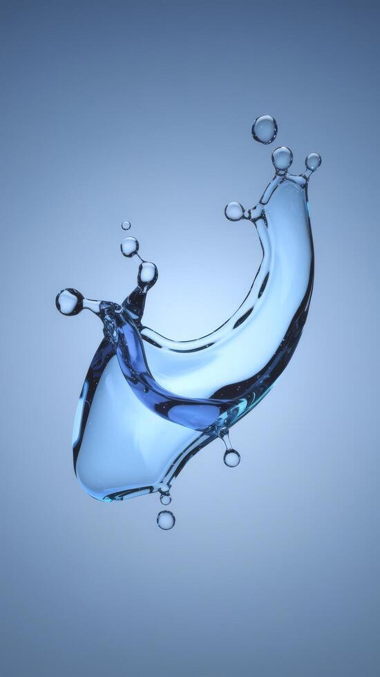 Water splash isolated on blue background photo