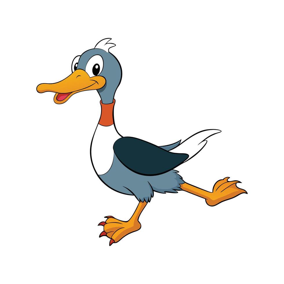 Artistic Indian Runner Duck Color Illustration Design. Cartoon Art Animal Illustration. vector