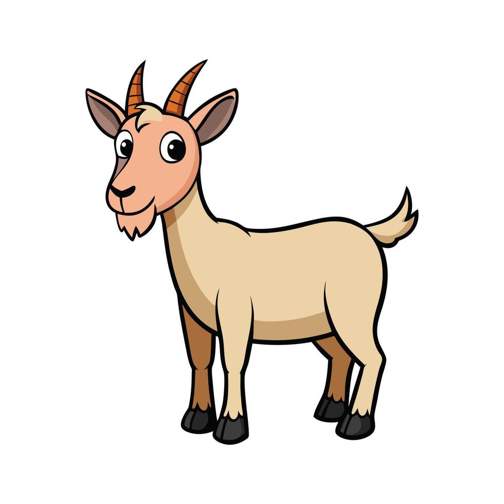 Dynamic LaMancha Goat Realistic Color Illustration. Cartoon Art Animal Illustration. vector