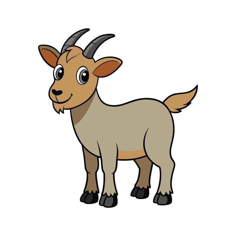 Charming Kiko Goat Color Illustration with Outlines. Cartoon Art Animal Illustration. vector