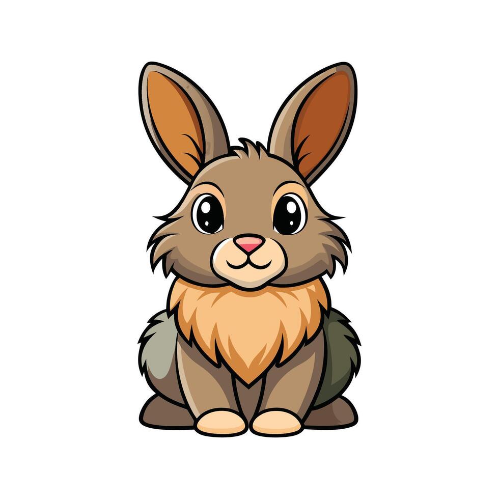 Artistic Lionhead Rabbit Color Illustration with Detail. Cartoon Art Animal Illustration. vector