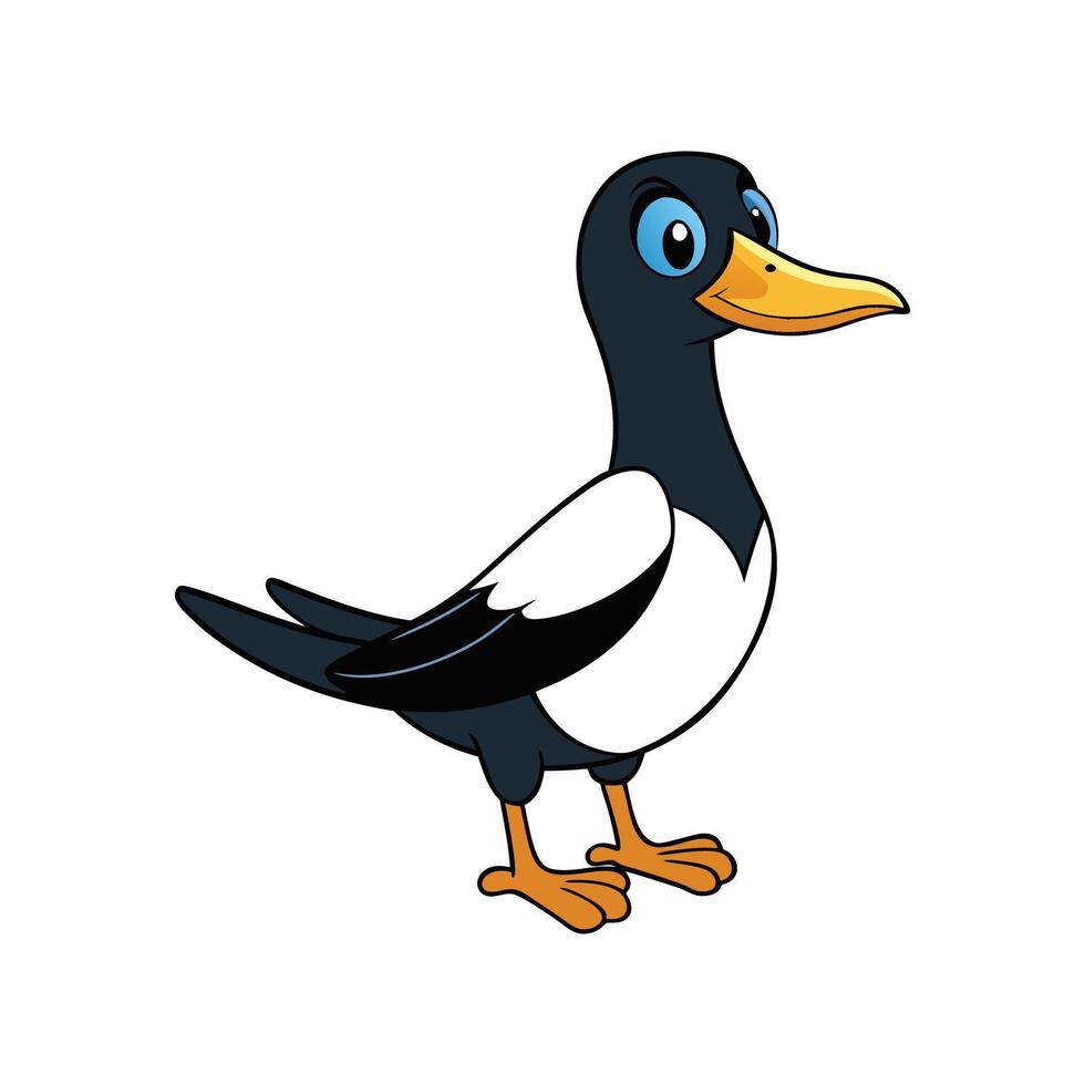 Charming Magpie Duck Realistic Color Illustration with Detail. Cartoon Art Animal Illustration. vector