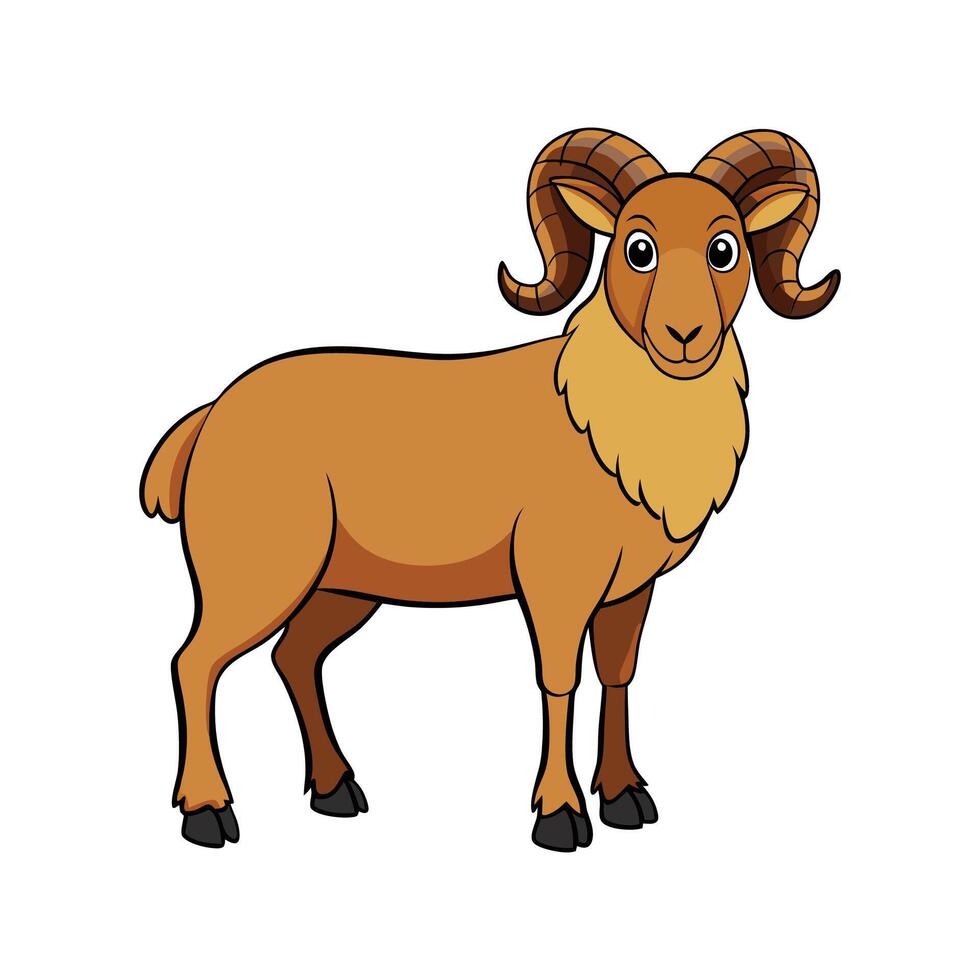 Beautiful Manx Loaghtan Sheep Realistic Color Illustration. Cartoon Art Animal Illustration. vector