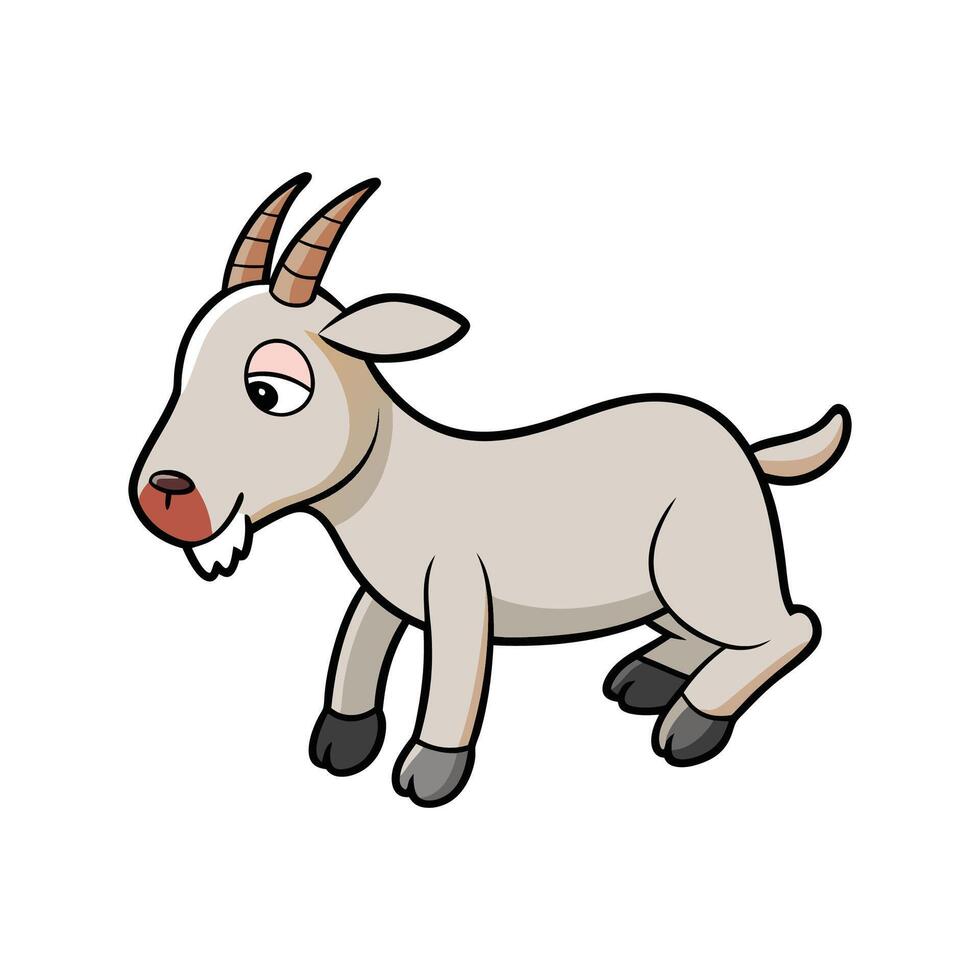 Charming Myotonic Fainting Goat Realistic Color Illustration. Cartoon Art Animal Illustration. vector