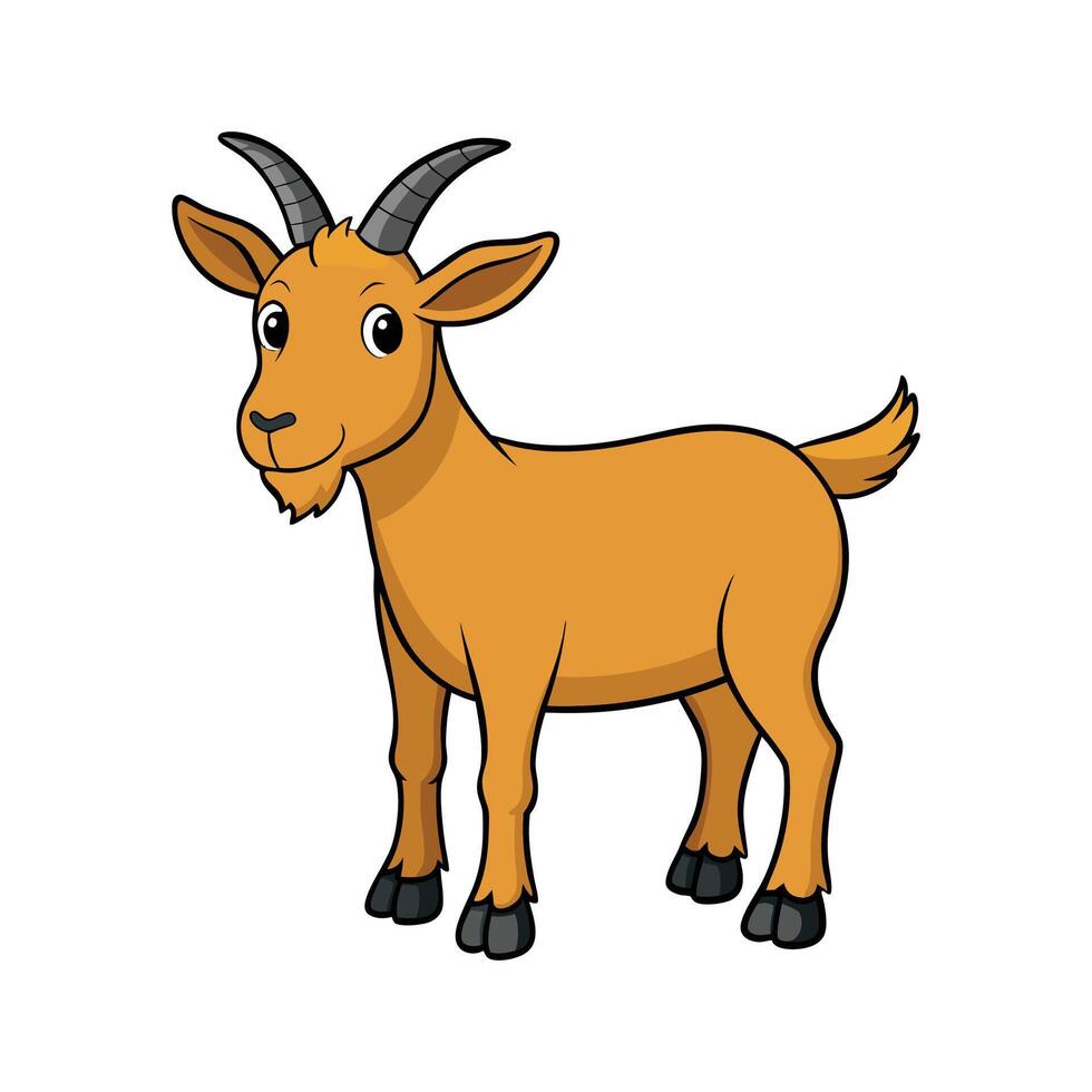 Beautiful Oberhasli Goat Realistic Color Illustration. Cartoon Art Animal Illustration. vector