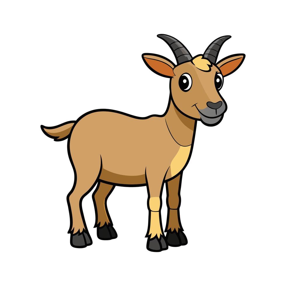Distinctive Oberhasli Goat Realistic Color Illustration. Cartoon Art Animal Illustration. vector