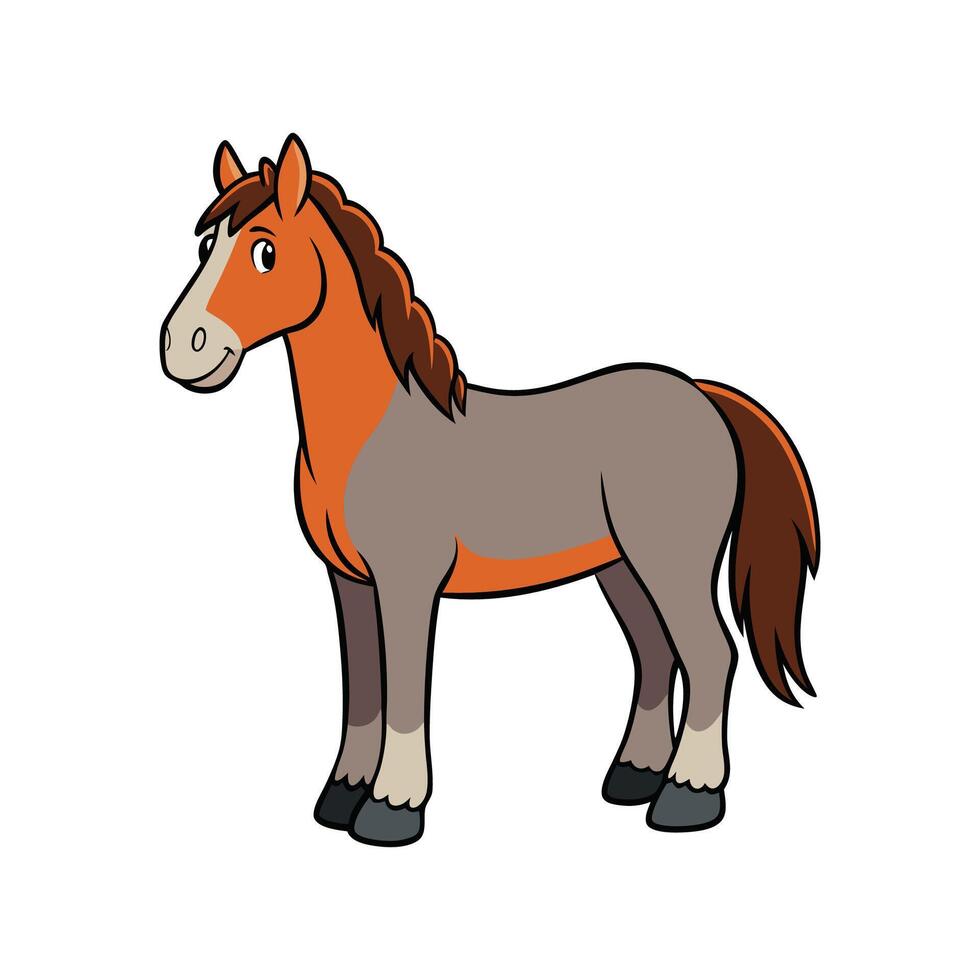 Dynamic Percheron Horse Realistic Color Illustration. Cartoon Art Animal Illustration vector
