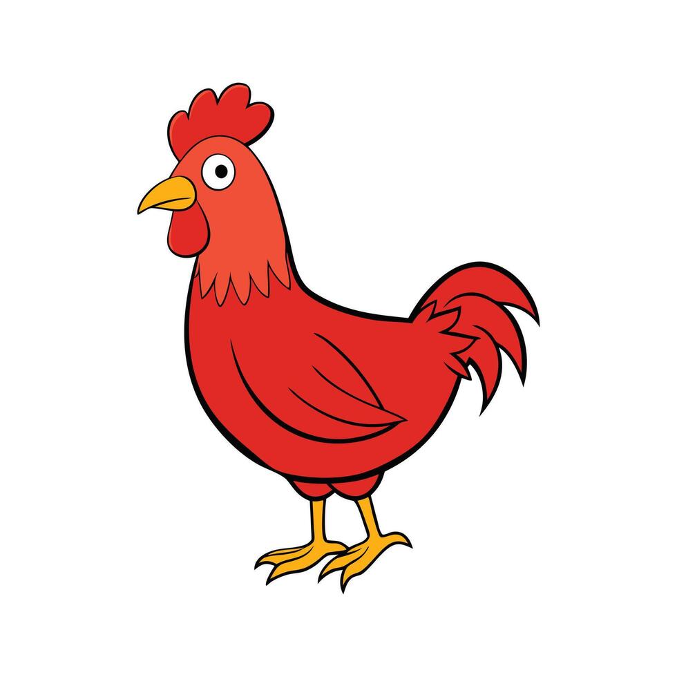 Engaging Rhode Island Red Chicken Realistic Color Illustration. Cartoon Art Animal Illustration. vector
