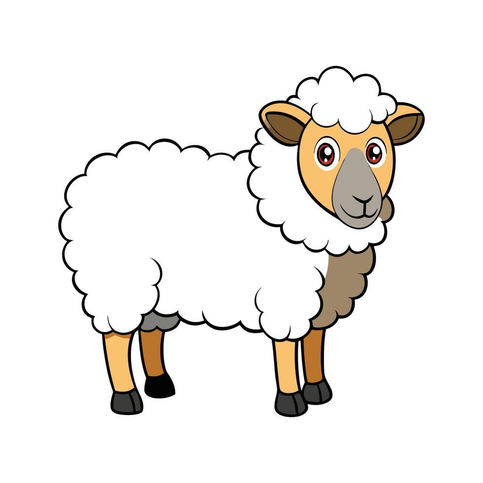 Charming Romney Sheep Realistic Color Illustration. Cartoon Art Animal Illustration. vector