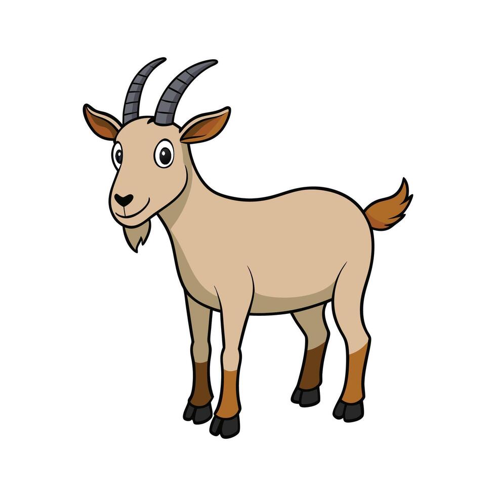 Dynamic Saanen Goat Realistic Color Illustration. Cartoon Art Animal Illustration. vector