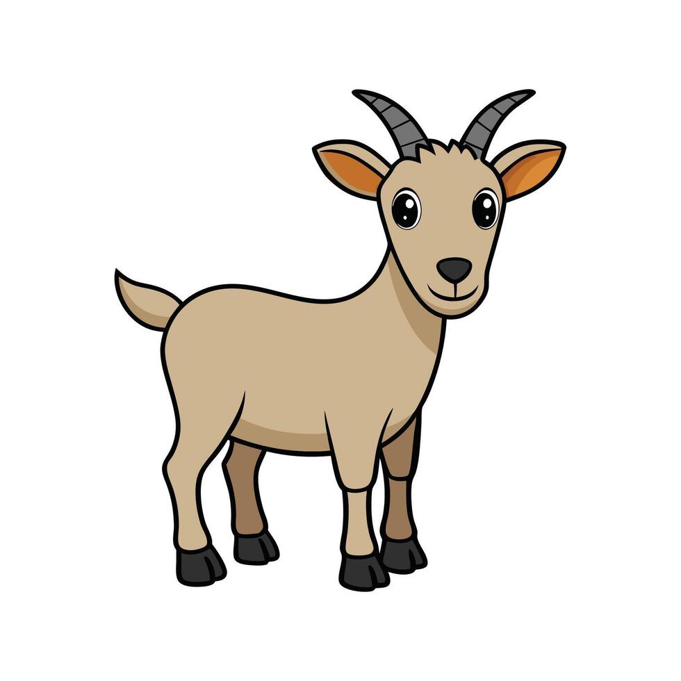 Vivid San Clemente Island Goat Realistic Color Illustration. Cartoon Art Animal Illustration. vector