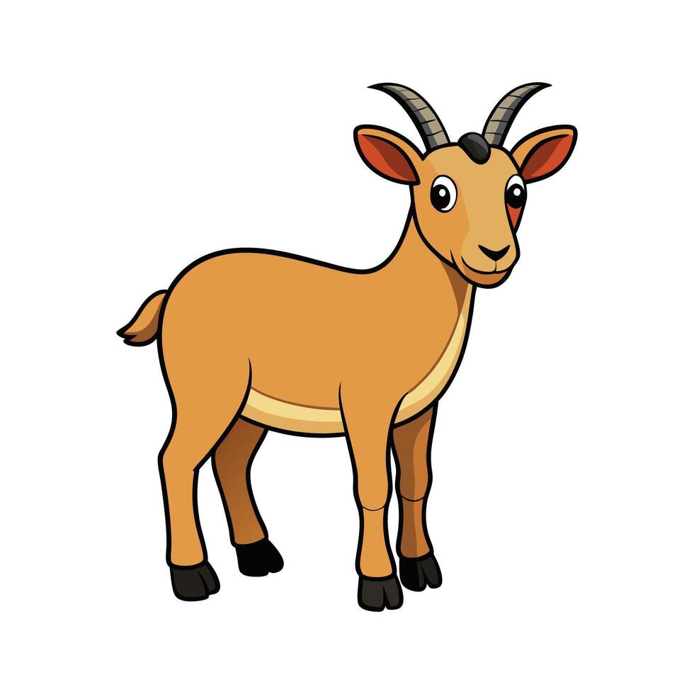 Engaging Savanna Goat Realistic Color Illustration. Cartoon Art Animal Illustration. vector