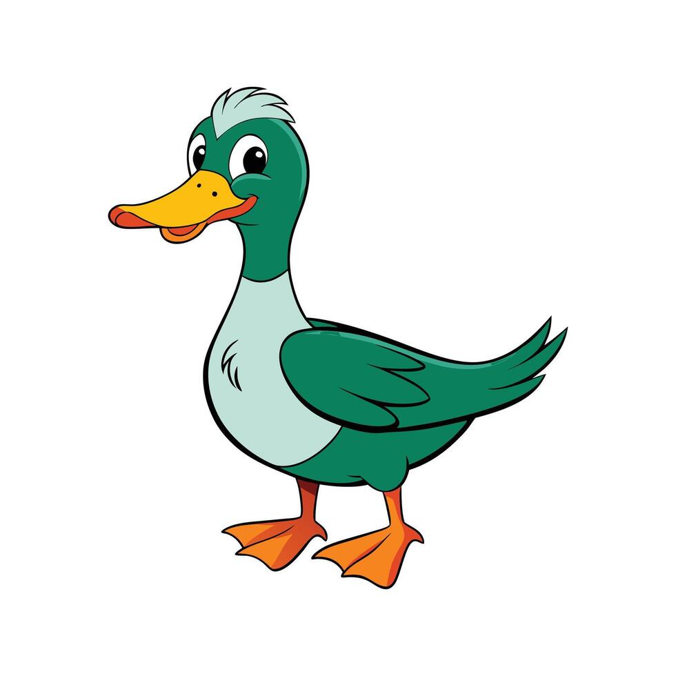 Vivid Saxony Duck Realistic Color Illustration. Cartoon Art Animal Illustration. vector