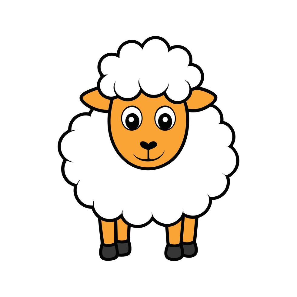 Dynamic Sheep Outline Illustration on Clean Background. Cartoon Art Animal Illustration. vector