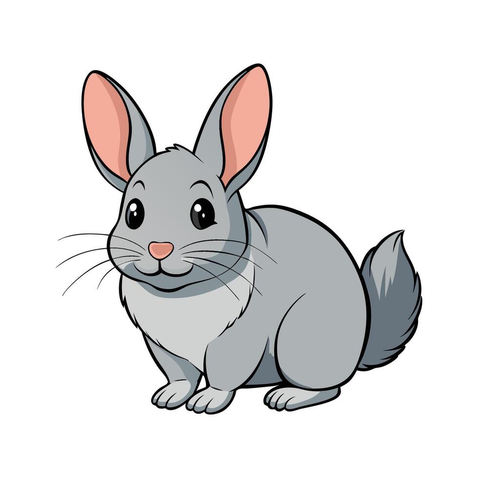 Charming Standard Chinchilla Rabbit Illustration. Cartoon Art Animal Illustration. vector