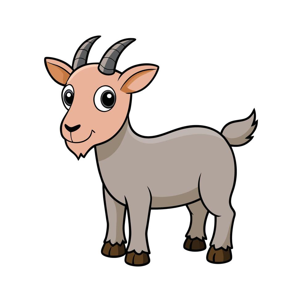 Charming Toggenburg Goat Realistic Color Illustration. Cartoon Art Animal Illustration. vector