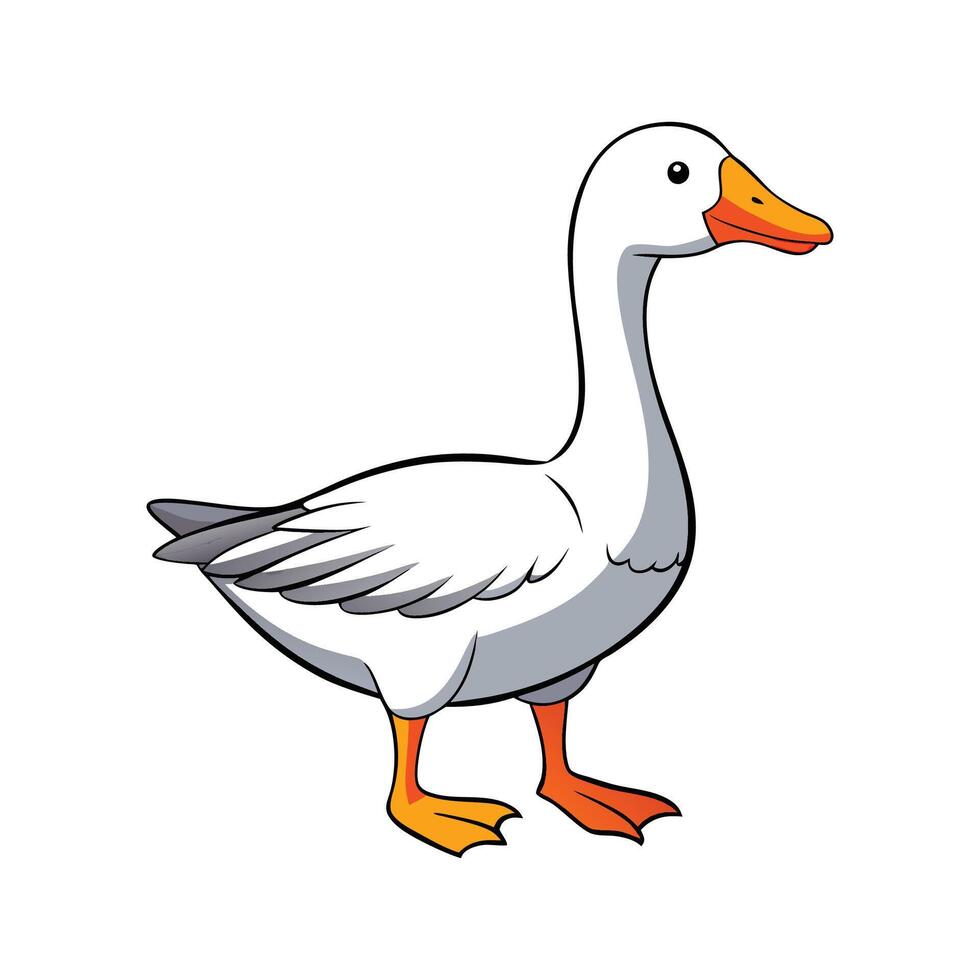 Unique Toulouse Goose Realistic Color Art. Cartoon Art Animal Illustration. vector